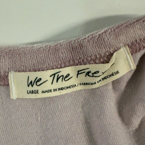 Free People We The Free Valerie Velvet Velour Short Sleeve Top Purple L - Picture 3 of 9